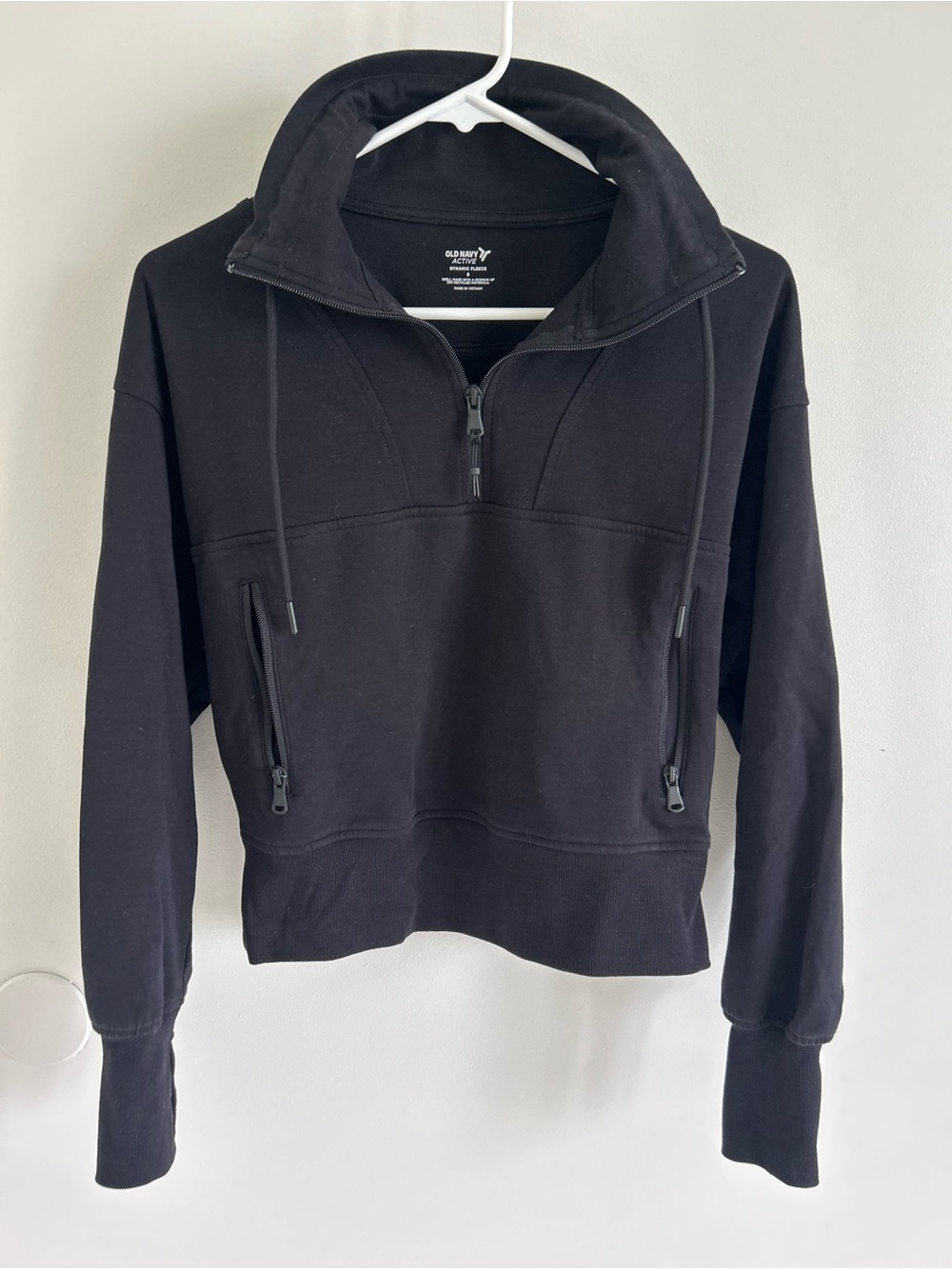 Old Navy Black Quarter-Zip Hoodie with Zip Pockets